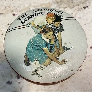 Vtg Marble Champion Tin Box Saturday Evening Post